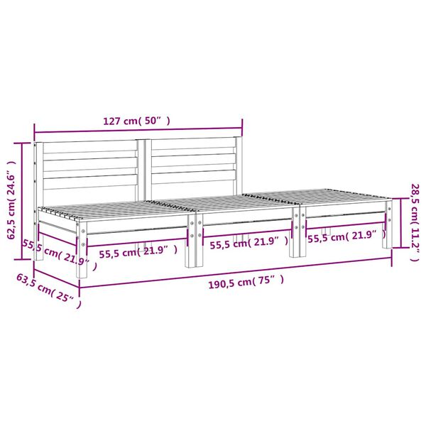 vidaXL Garden Sofa 3-Seater Solid Wood Pine