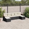 vidaXL 7 Piece Garden Sofa Set with Cushions Black Poly Rattan
