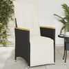 vidaXL Reclining Garden Chair with Cushions Black Poly Rattan