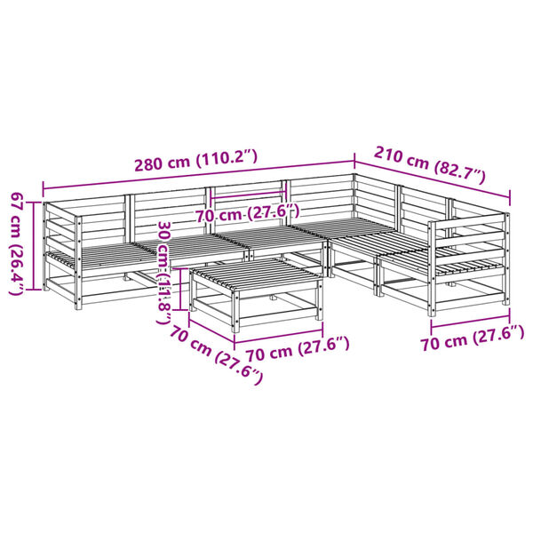 vidaXL 7 Piece Garden Sofa Set Solid Wood Pine