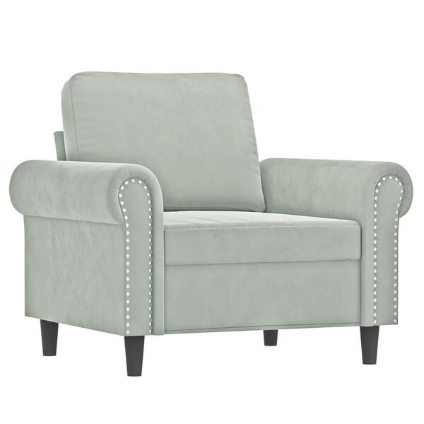 vidaXL 3 Piece Sofa Set with Cushions Light Grey Velvet