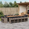 vidaXL 15 Piece Garden Dining Set with Cushions Grey Poly Rattan
