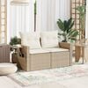 vidaXL Garden Sofa with Cushions 2-Seater Beige Poly Rattan