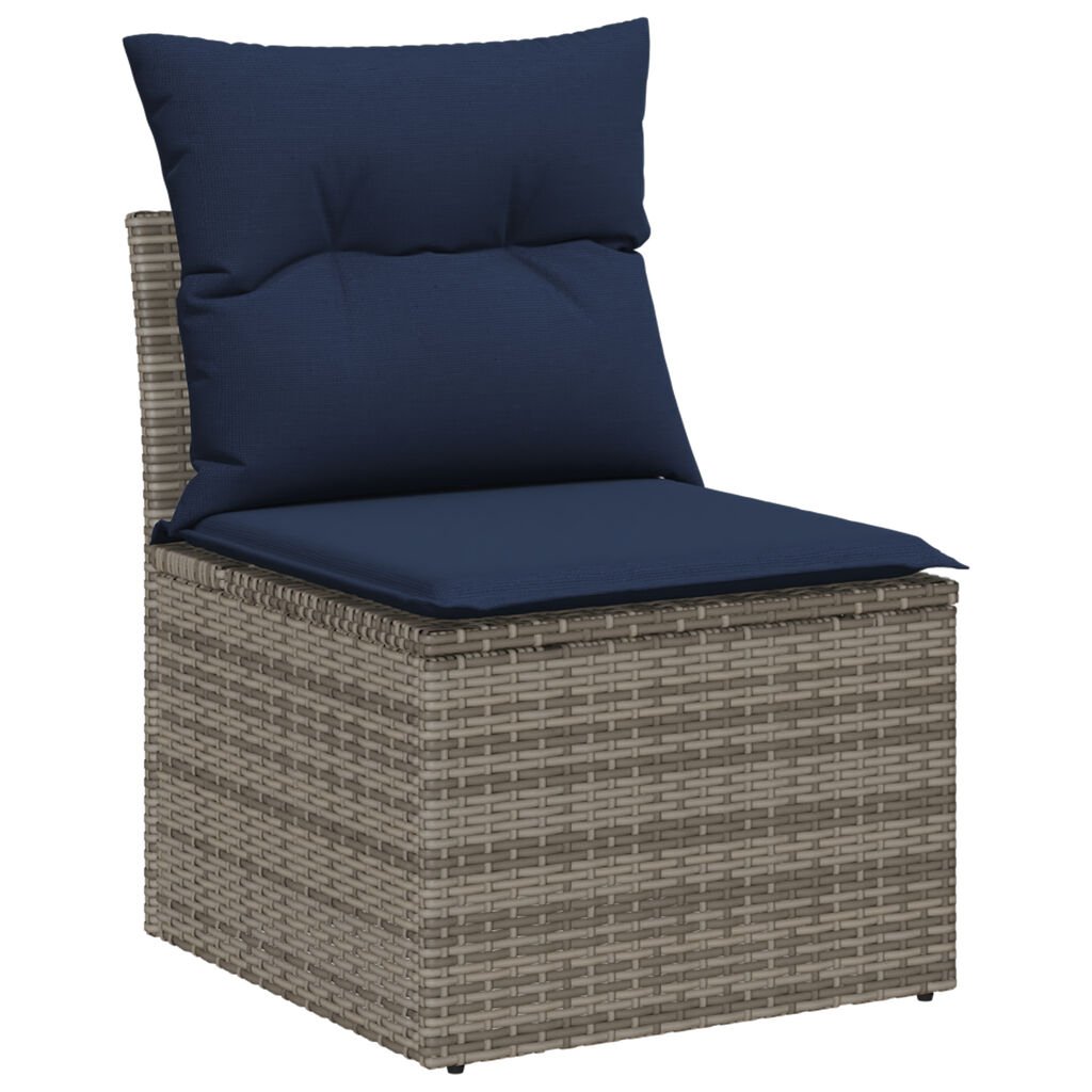 vidaXL 8 Piece Garden Sofa Set with Cushions Grey Poly Rattan Acacia