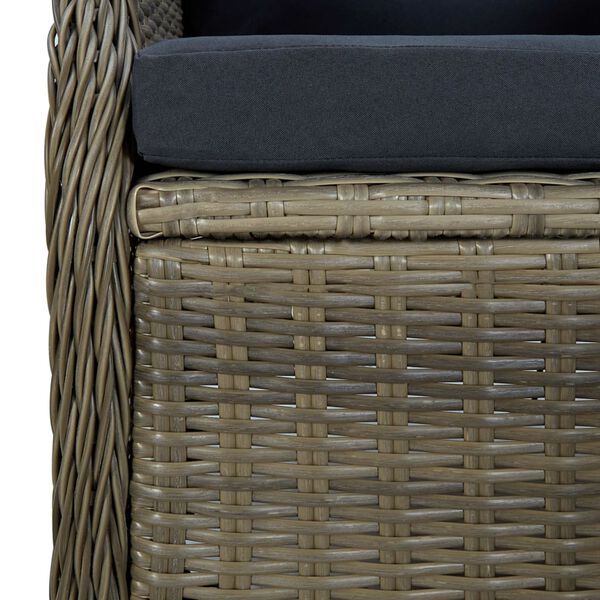 vidaXL 9 Piece Outdoor Dining Set with Cushions Poly Rattan Brown