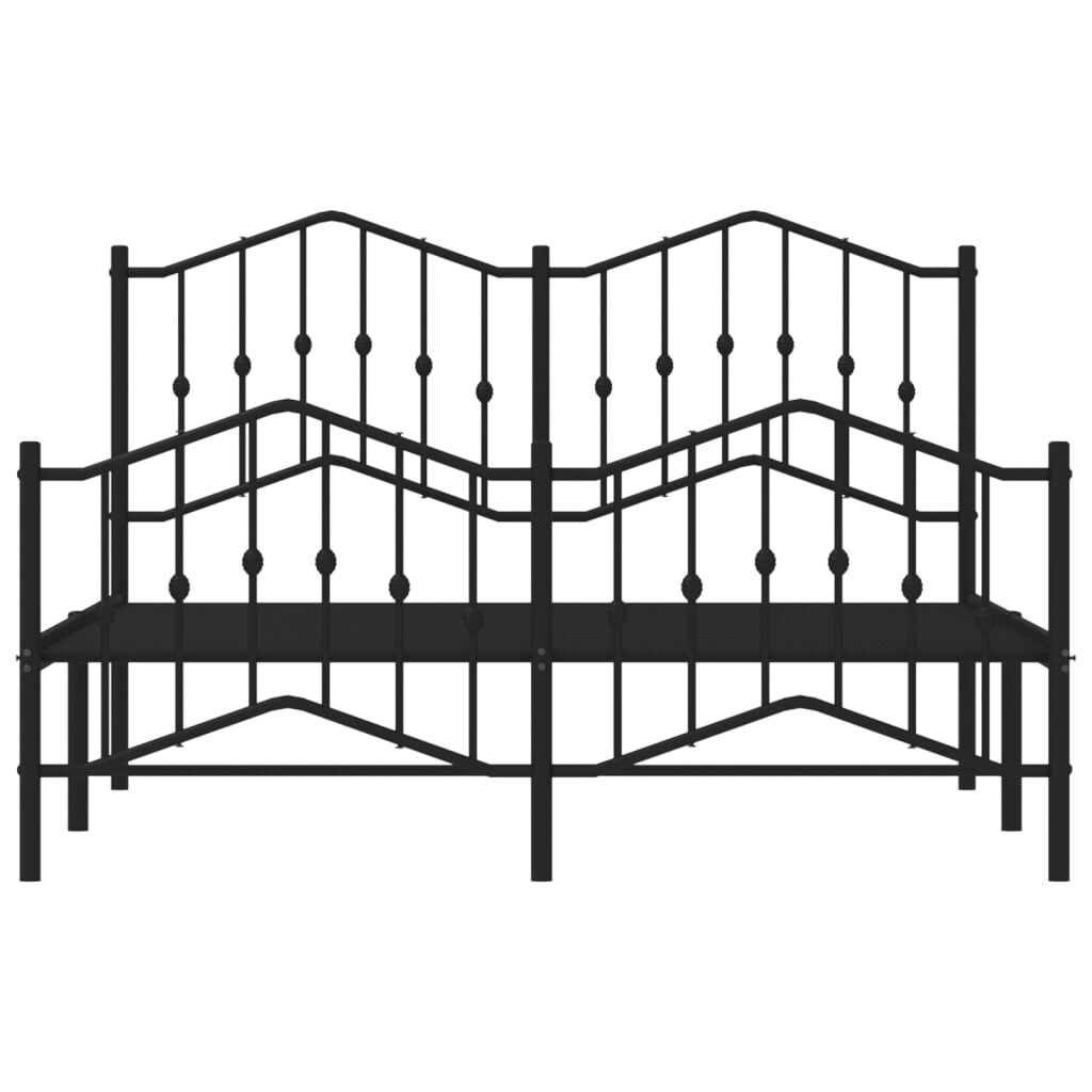 vidaXL Metal Bed Frame without Mattress with Footboard Black 150x200cm