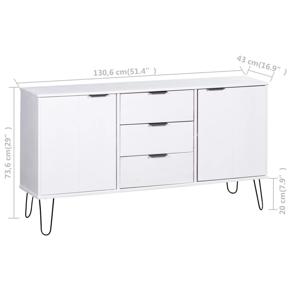 vidaXL Sideboard New York White Solid Pine Wood