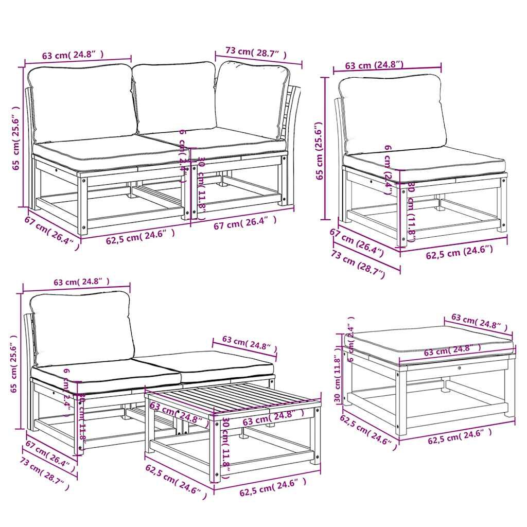 vidaXL 11 Piece Garden Lounge Set with Cushions Solid Wood Acacia