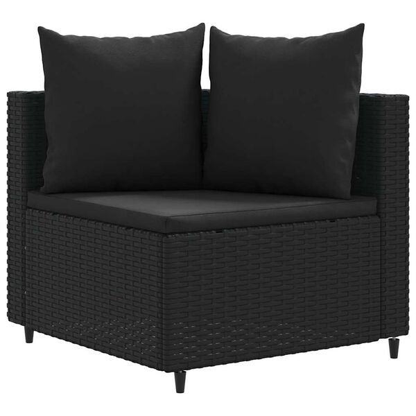 vidaXL 9 Piece Garden Sofa Set with Cushions Black Poly Rattan
