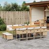 vidaXL 13 Piece Garden Dining Set with Cushions Beige Poly Rattan