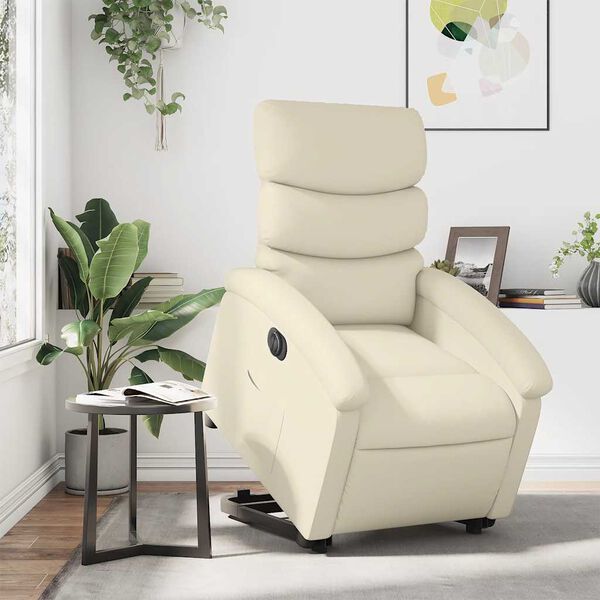 vidaXL Electric Stand up Recliner Chair Cream Faux Leather