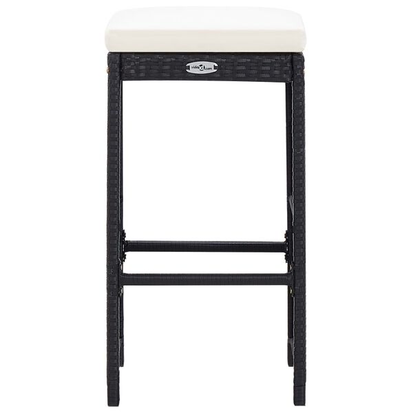 vidaXL 7 Piece Garden Bar Set with Cushions Poly Rattan Black