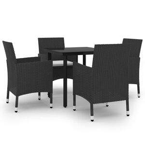 vidaXL 5 Piece Garden Dining Set Poly Rattan and Glass