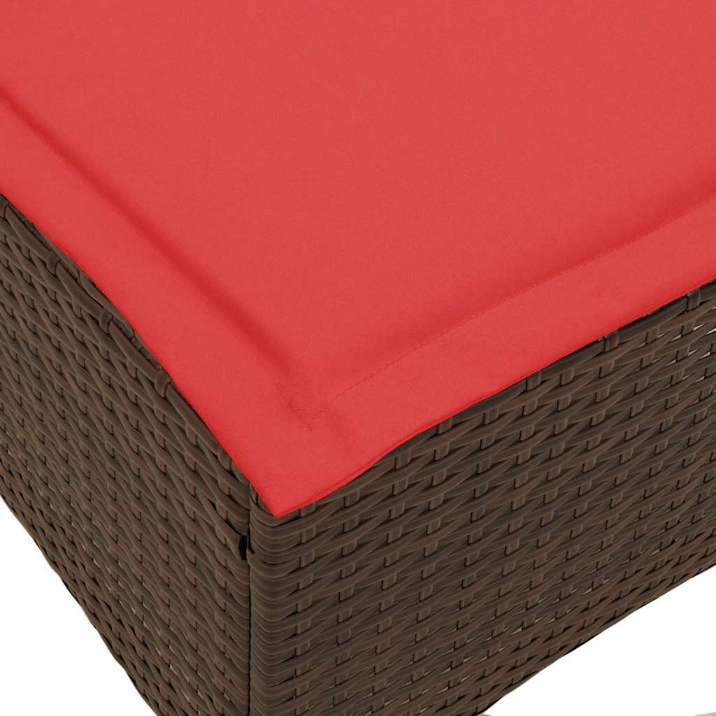 vidaXL Reclining Garden Sofa with Cushions L-shaped Brown Poly Rattan