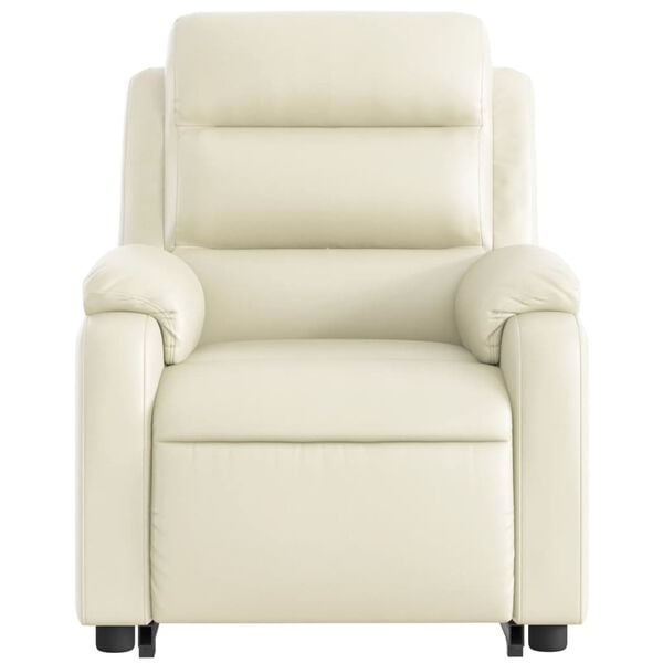 vidaXL Stand up Massage Recliner Chair Cream Faux Leather