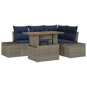 vidaXL Garden Dining Set with Cushion 5 pcs Grey and Navy