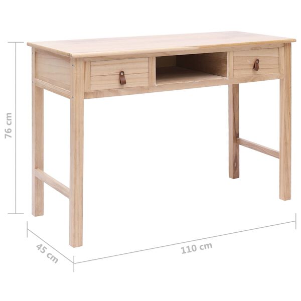 vidaXL Writing Desk Natural 110x45x76 cm Wood