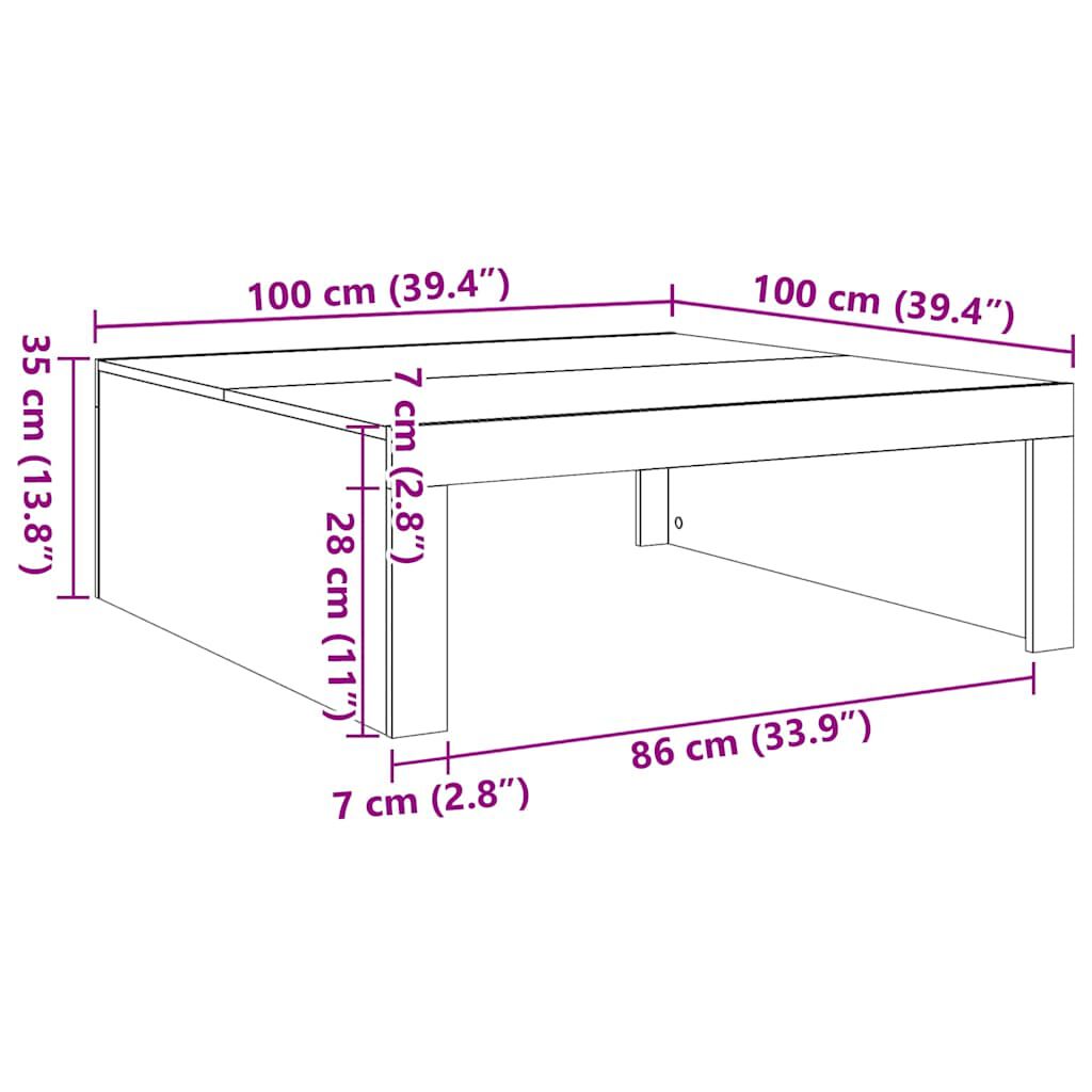 vidaXL Coffee Table White 100x100x35 cm Engineered Wood