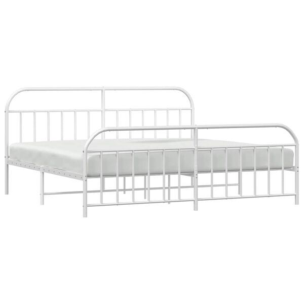 vidaXL Metal Bed Frame without Mattress with Footboard White 193x203cm