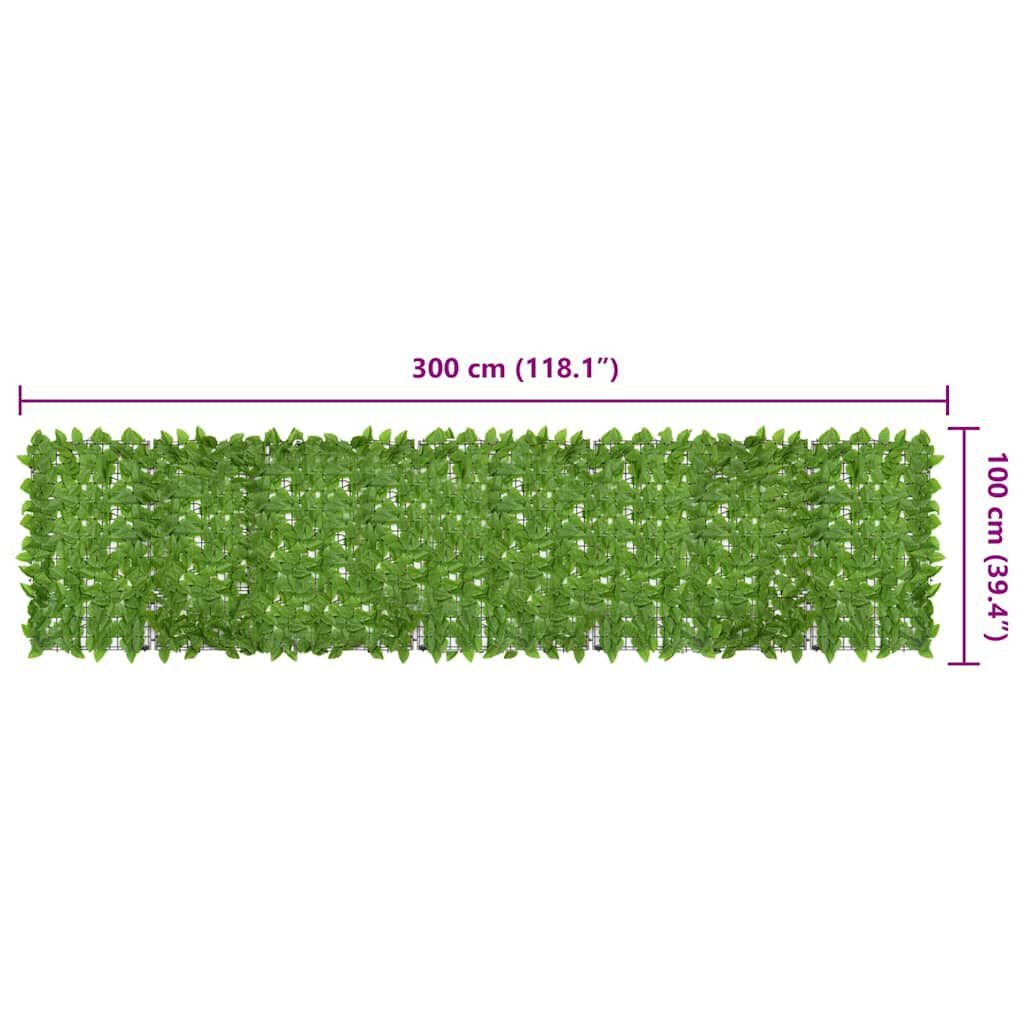 vidaXL Balcony Screen with Green Leaves 400x100 cm