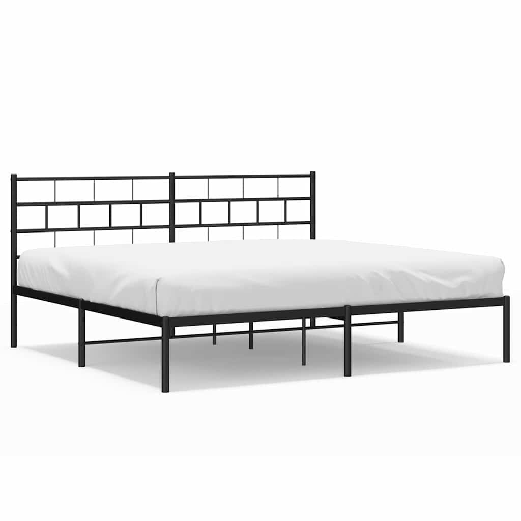vidaXL Metal Bed Frame without Mattress with Headboard Black 183x213cm