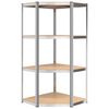 vidaXL 4-Layer Corner Shelf Silver Steel&Engineered Wood