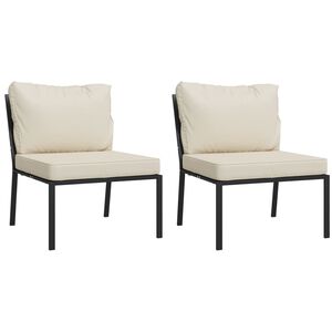 vidaXL Garden Chairs with Sand Cushions 2 pcs 60x74x79 cm Steel