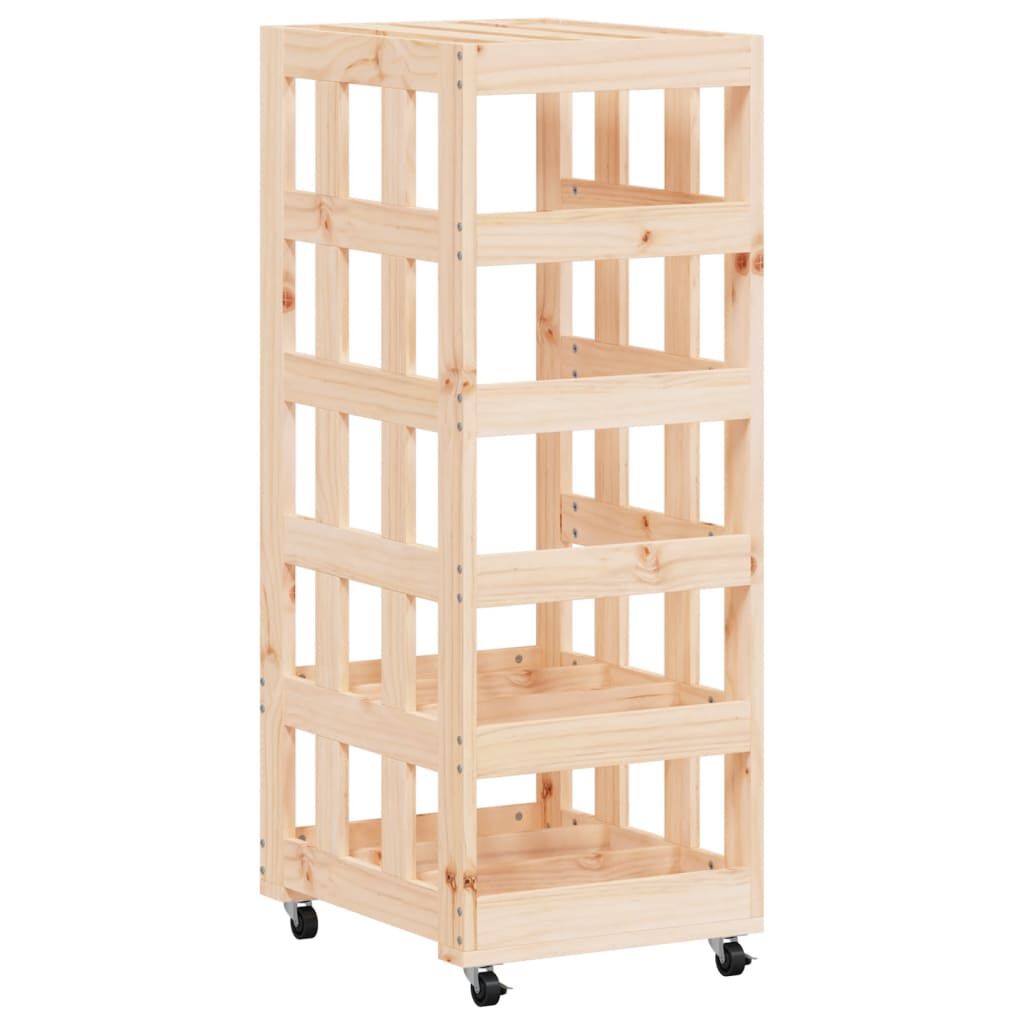 vidaXL Log Holder with Wheels 40x49x110 cm Solid Wood Pine