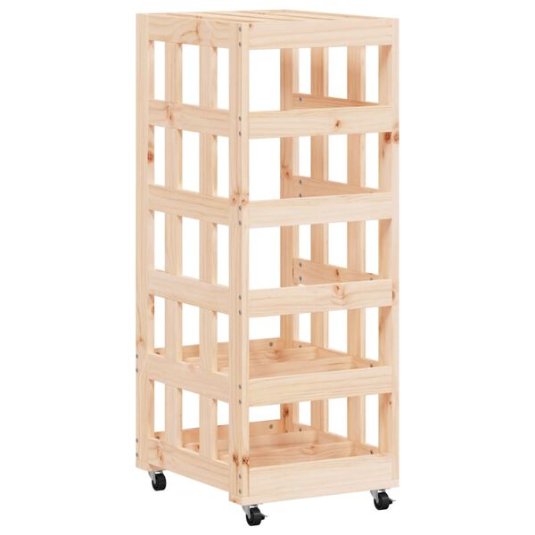 vidaXL Log Holder with Wheels 40x49x110 cm Solid Wood Pine