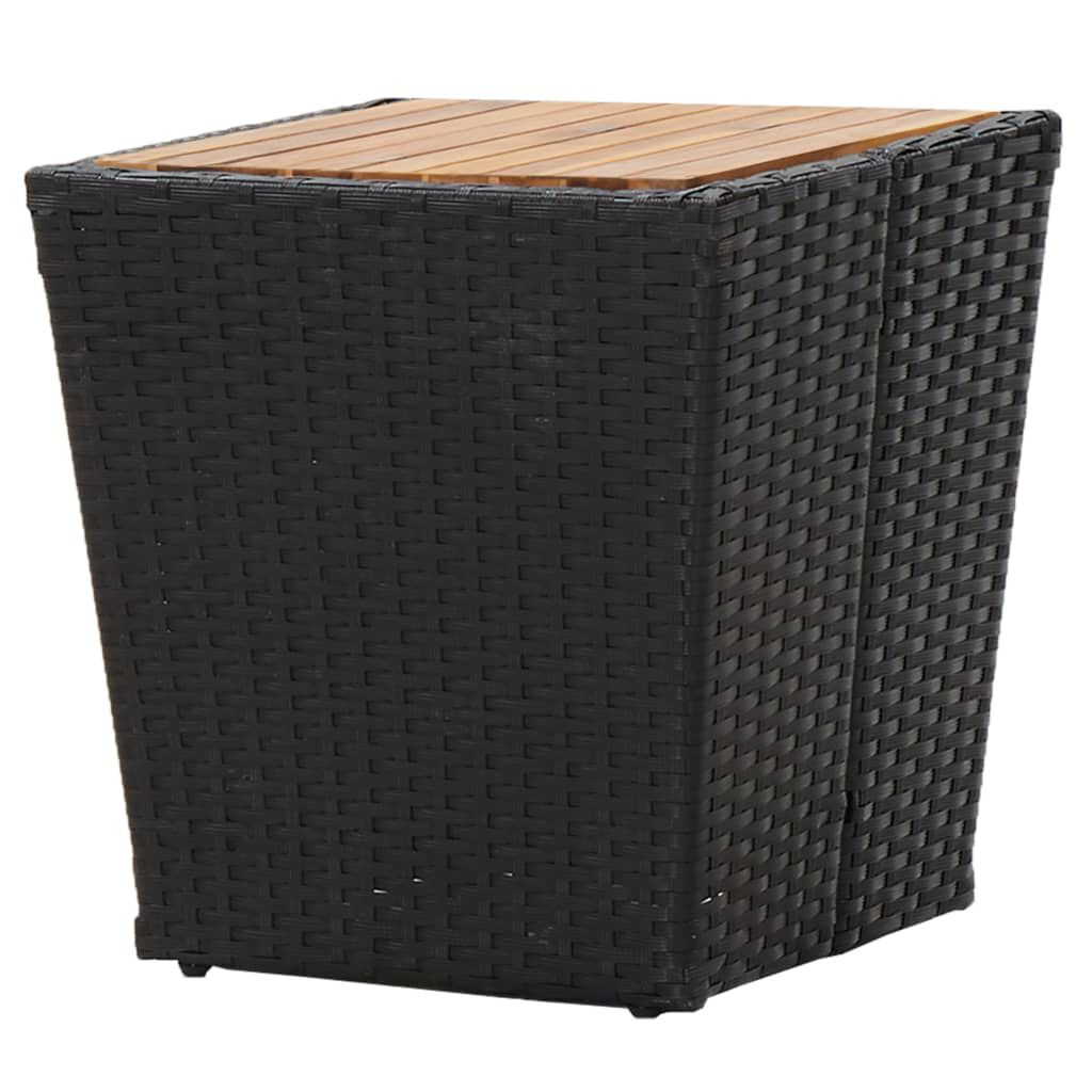 vidaXL Tea Table Black 41.5x41.5x43cm Poly Rattan and Solid Acacia Wood