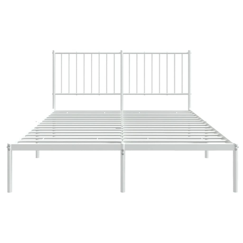 vidaXL Metal Bed Frame without Mattress with Headboard White 135x190cm