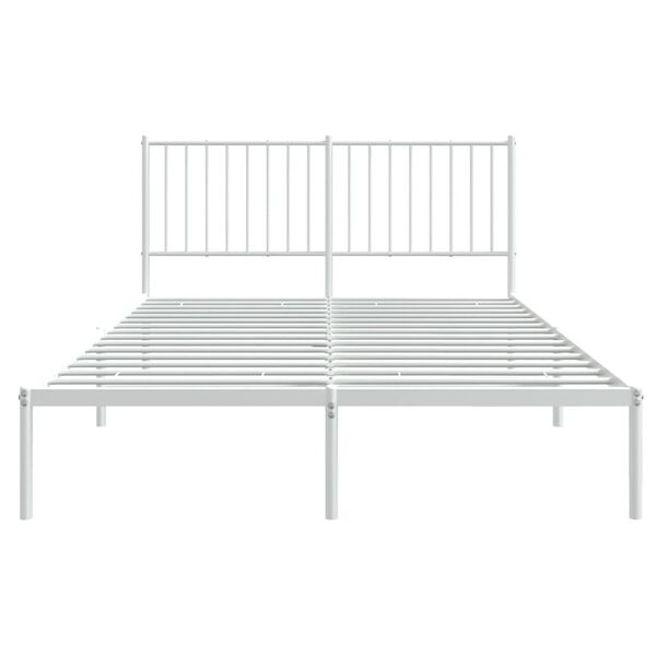 vidaXL Metal Bed Frame without Mattress with Headboard White 135x190cm