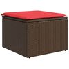 vidaXL Garden Stool with Cushion Brown 55 x 55 x 37 cm Poly Rattan