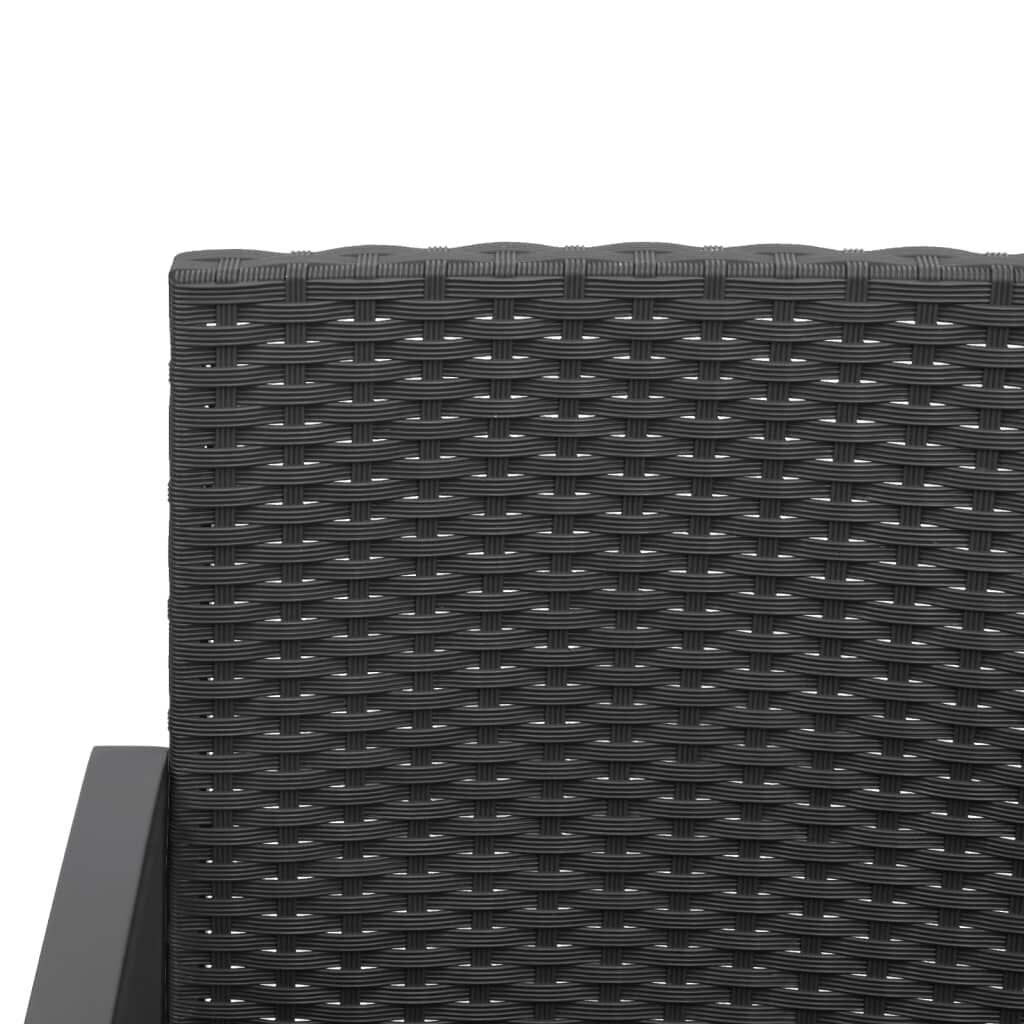 vidaXL 2-Seater Garden Bench with Cushions Black PP Rattan