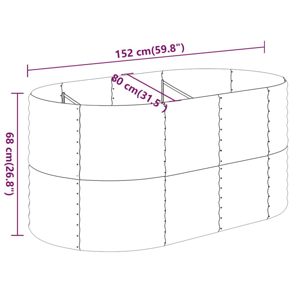 vidaXL Garden Raised Bed Powder-coated Steel 152x80x68 cm Grey