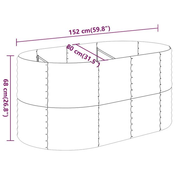 vidaXL Garden Raised Bed Powder-coated Steel 152x80x68 cm Grey