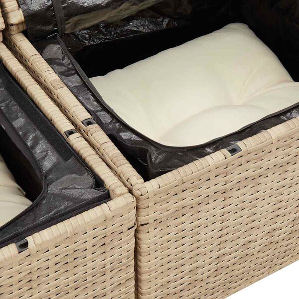 vidaXL Garden Sofa with Cushions 2-Seater Beige Poly Rattan