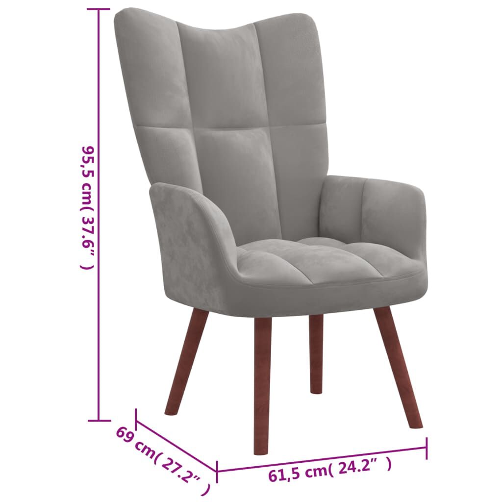 vidaXL Relaxing Chair Light Grey Velvet