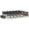 vidaXL 17 Piece Garden Dining Set with Cushions Grey Poly Rattan