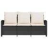 vidaXL Garden Sofa 3-Seater with Cushions&Table Black Poly Rattan