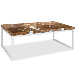 vidaXL Coffee Table Teak Resin 110x60x40 cm White and Brown