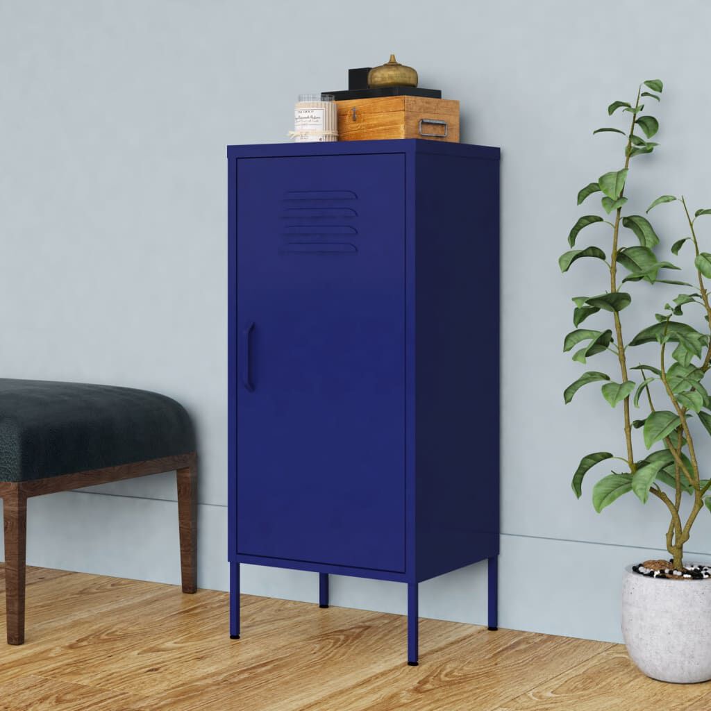 vidaXL Storage Cabinet Navy Blue 42.5x35x101.5 cm Steel