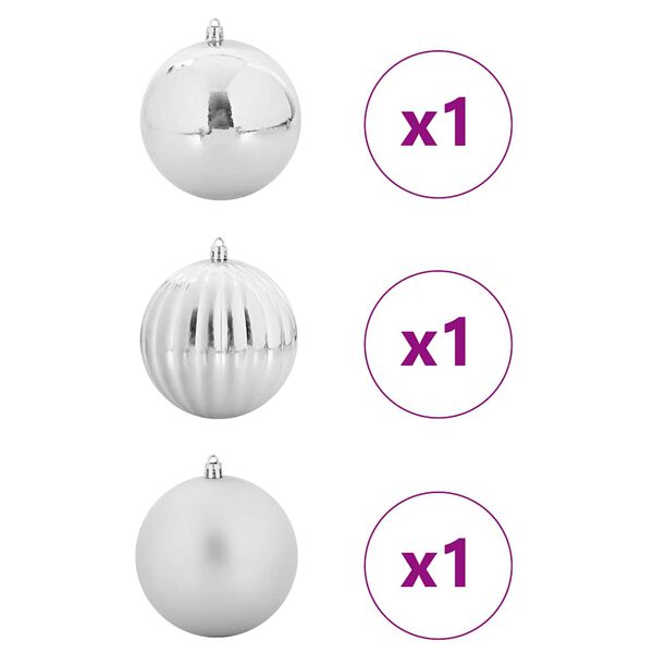 vidaXL Christmas Bauble Set Other 3 pcs Silver Ø 25 cm