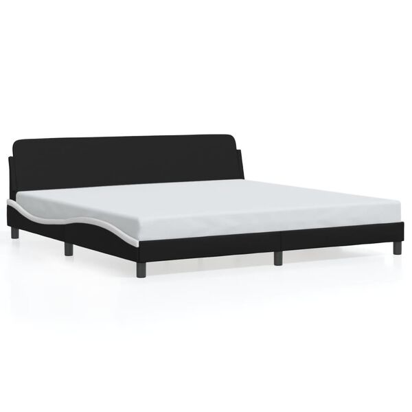 vidaXL Bed Frame "Dover" Black and White 193x203 cm Faux Leather