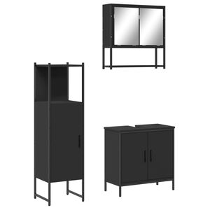 vidaXL 3 Piece Bathroom Furniture Set Black Engineered Wood