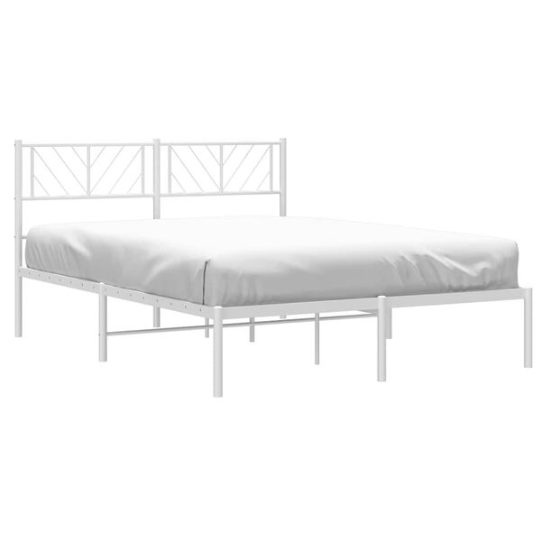 vidaXL Metal Bed Frame without Mattress with Headboard White 150x200cm