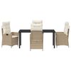 vidaXL Garden Dining Set with Cushion 5 pcs Beige Poly Rattan
