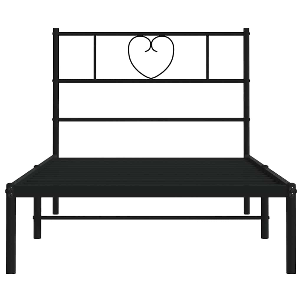 vidaXL Metal Bed Frame without Mattress with Headboard Black 100x200cm