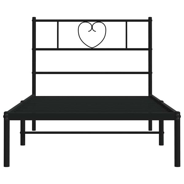 vidaXL Metal Bed Frame without Mattress with Headboard Black 100x200cm