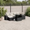 vidaXL 7 Piece Garden Sofa Set with Cushions Black Poly Rattan